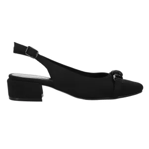 Aldora Rhinestone Round Toe Slingback Pumps