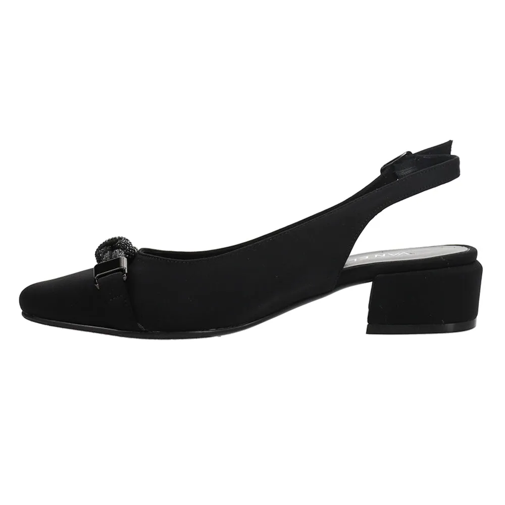 Aldora Rhinestone Round Toe Slingback Pumps