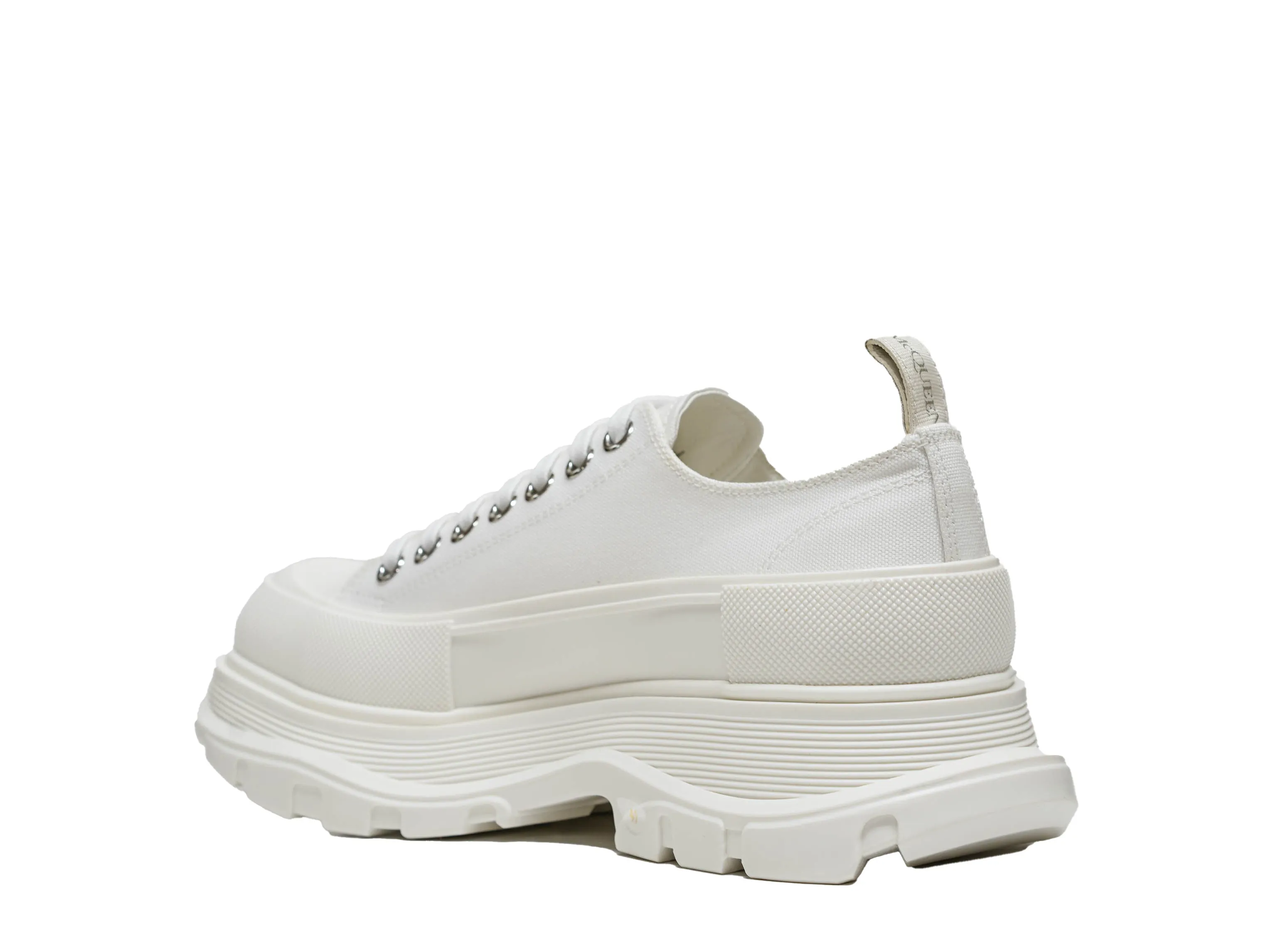 Alexander McQueen Men's White Tread Slick Lace-up Canvas Sneaker 705660