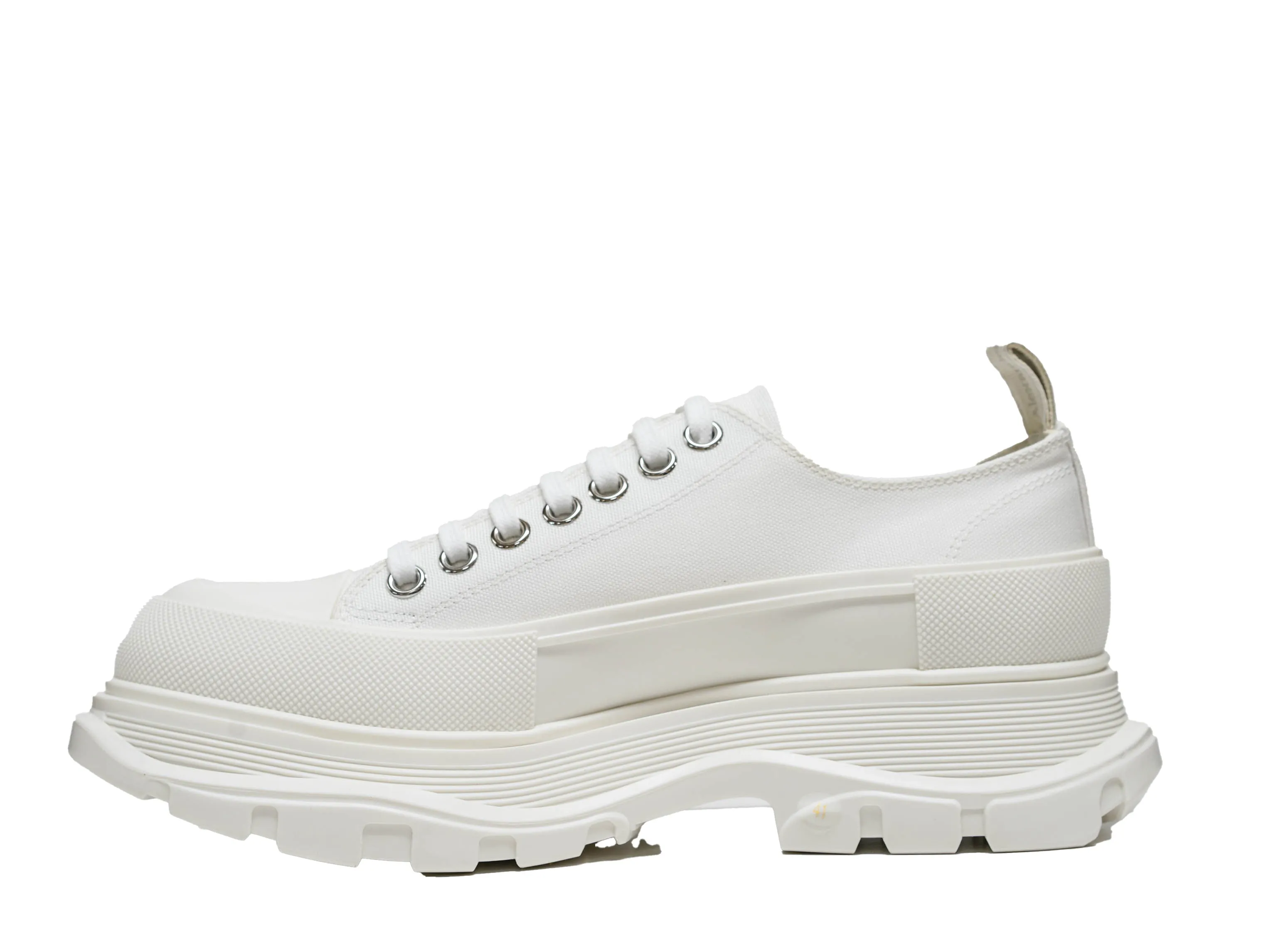 Alexander McQueen Men's White Tread Slick Lace-up Canvas Sneaker 705660