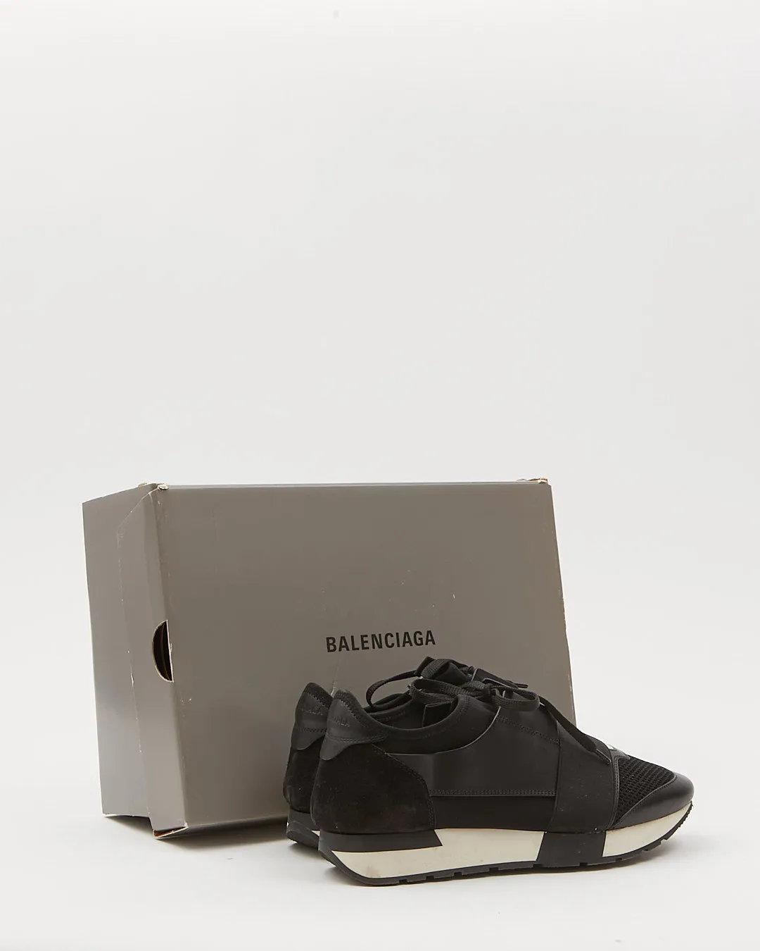Balenciaga Black Suede & Leather Race Runner Athlethic Sneaker - 39