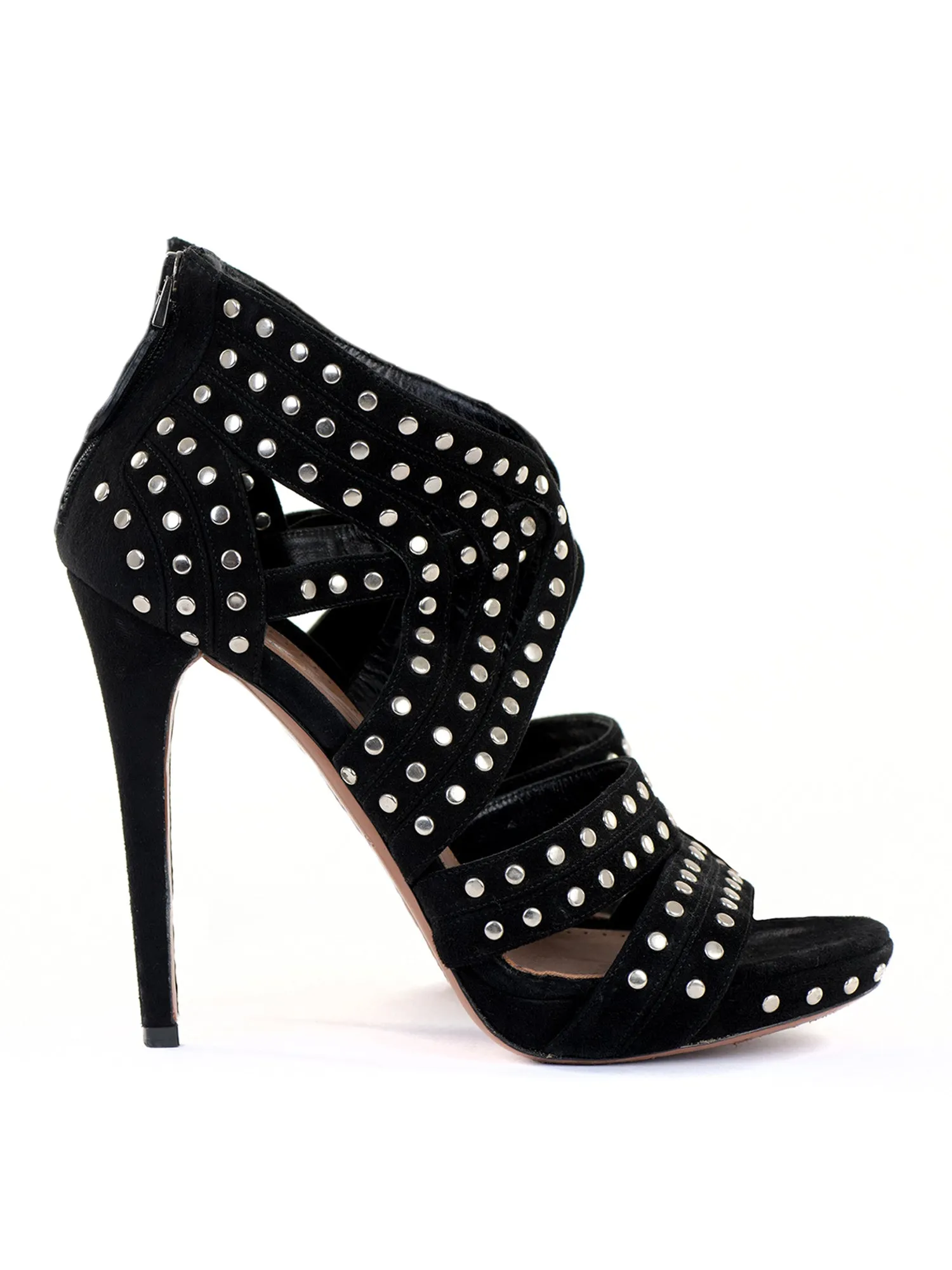 Black Suede Studded Platform Sandals