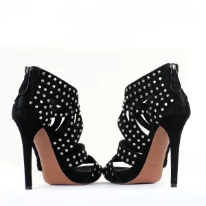 Black Suede Studded Platform Sandals