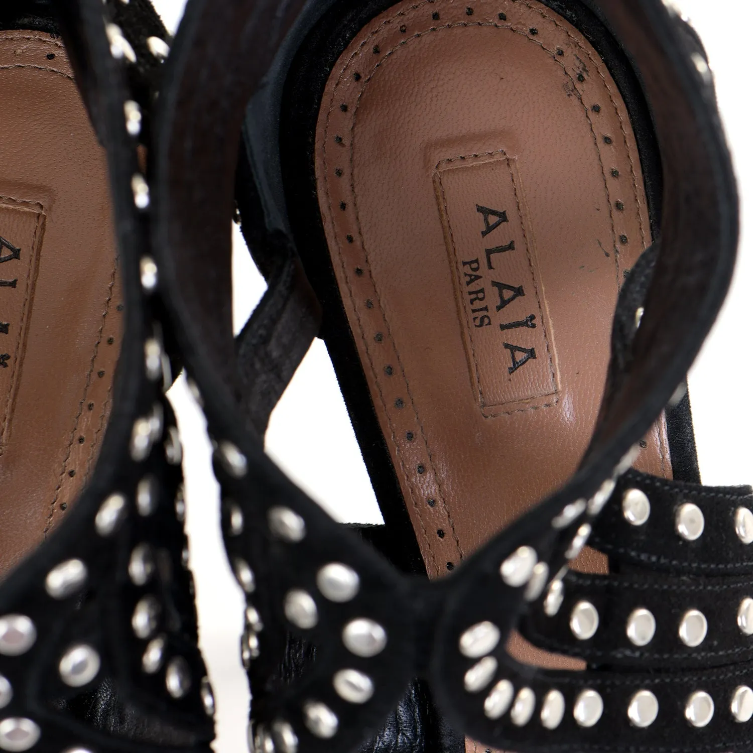 Black Suede Studded Platform Sandals