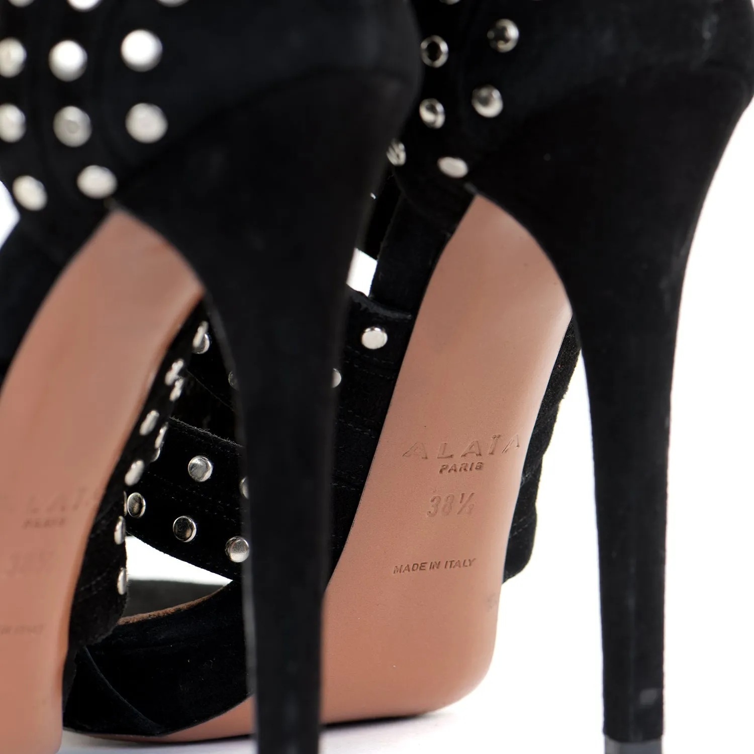 Black Suede Studded Platform Sandals
