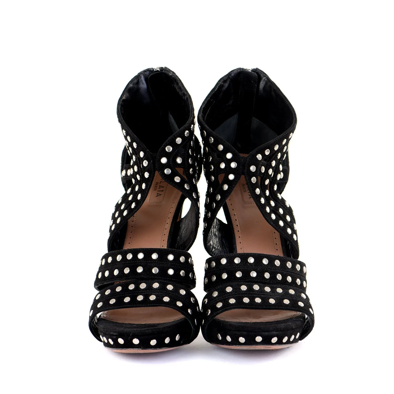 Black Suede Studded Platform Sandals