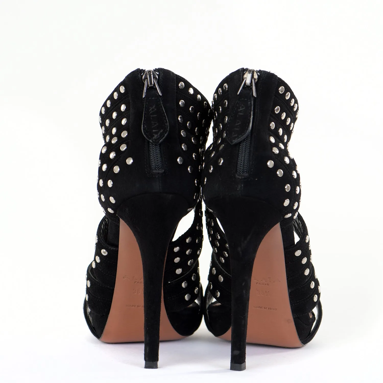 Black Suede Studded Platform Sandals
