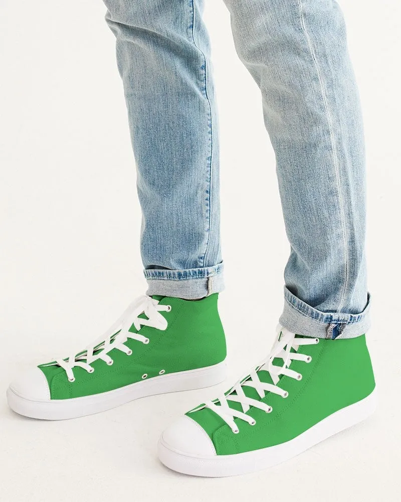 Bright Green Men's High-top Canvas Sneakers | Men's | Bright Pure Green | C75M0Y100K0