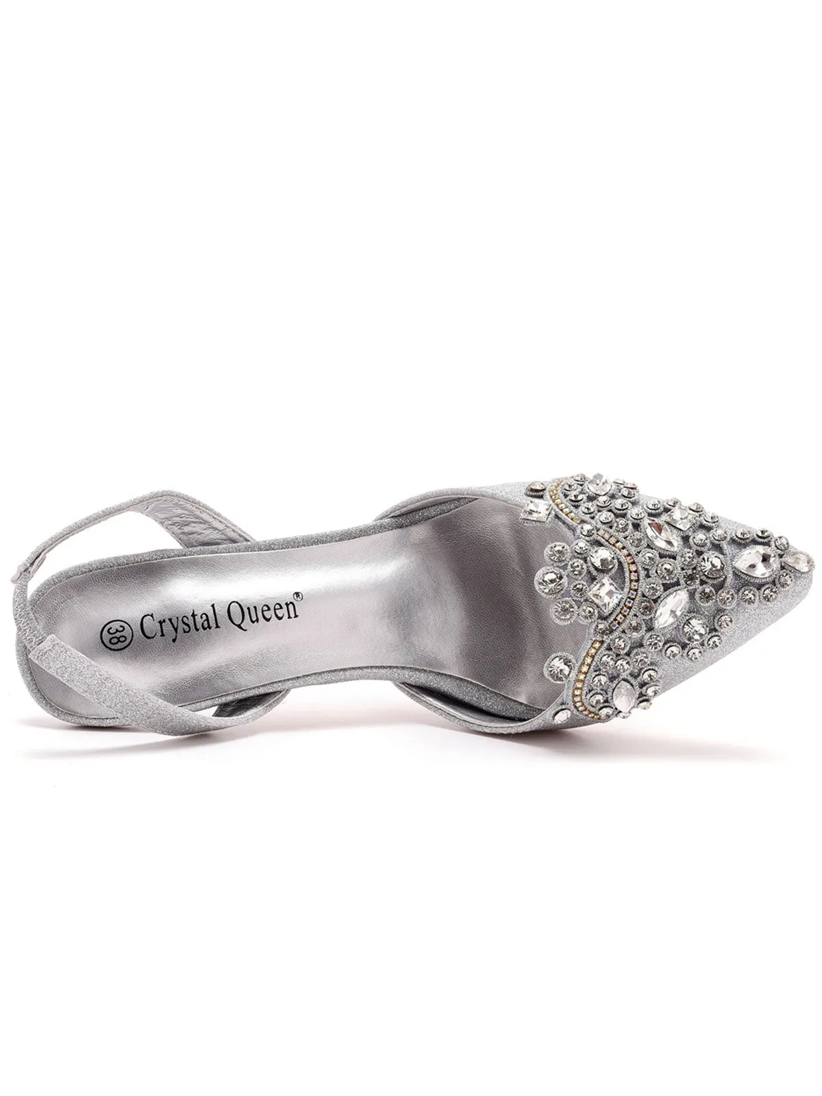 Classic Rhinestone Flowers Pointed Toe Stiletto Sandals Slingback High Heels