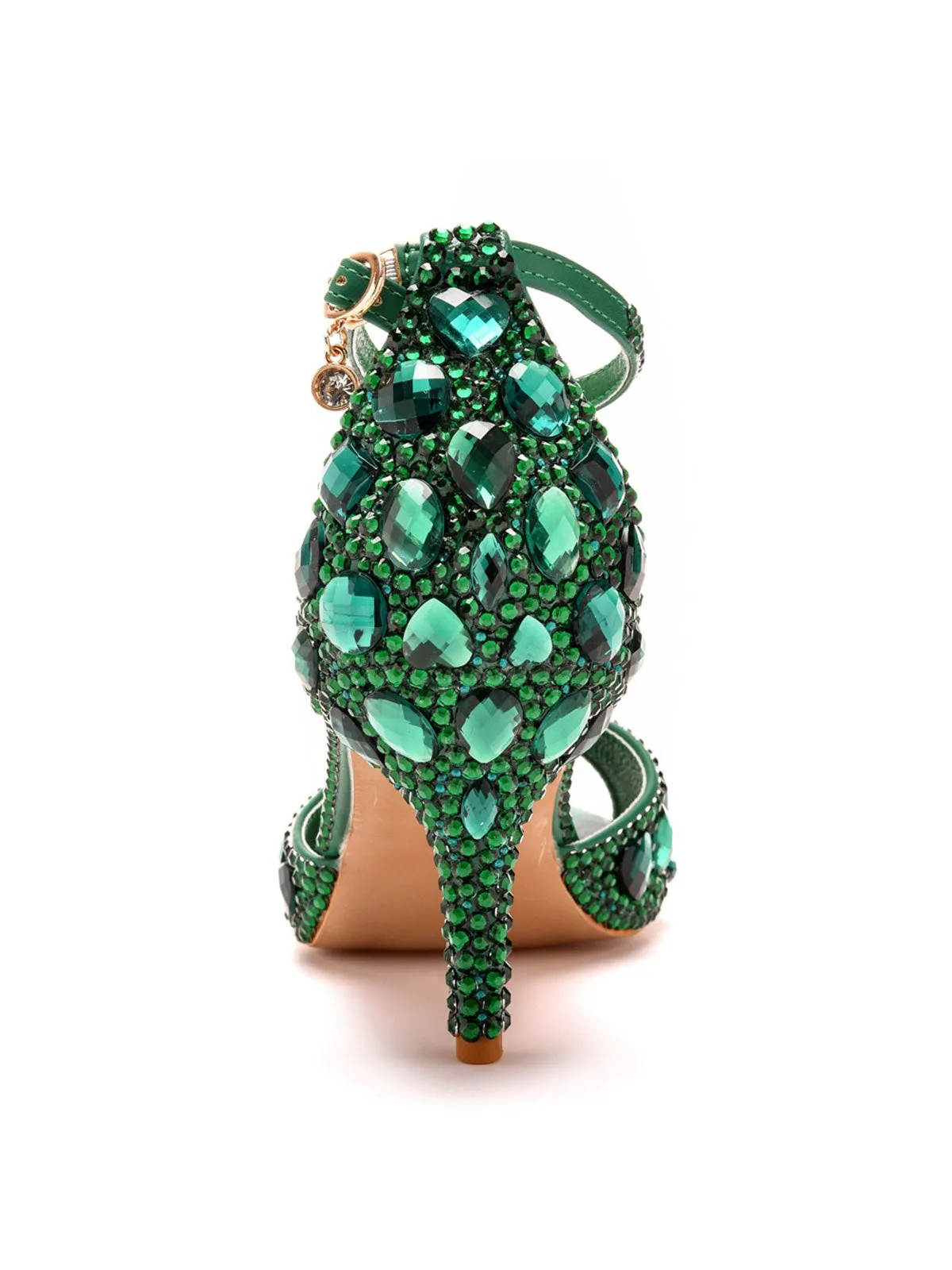 Crystal Rhinestone Peep Toe High Heels Ankle Strap Sandals