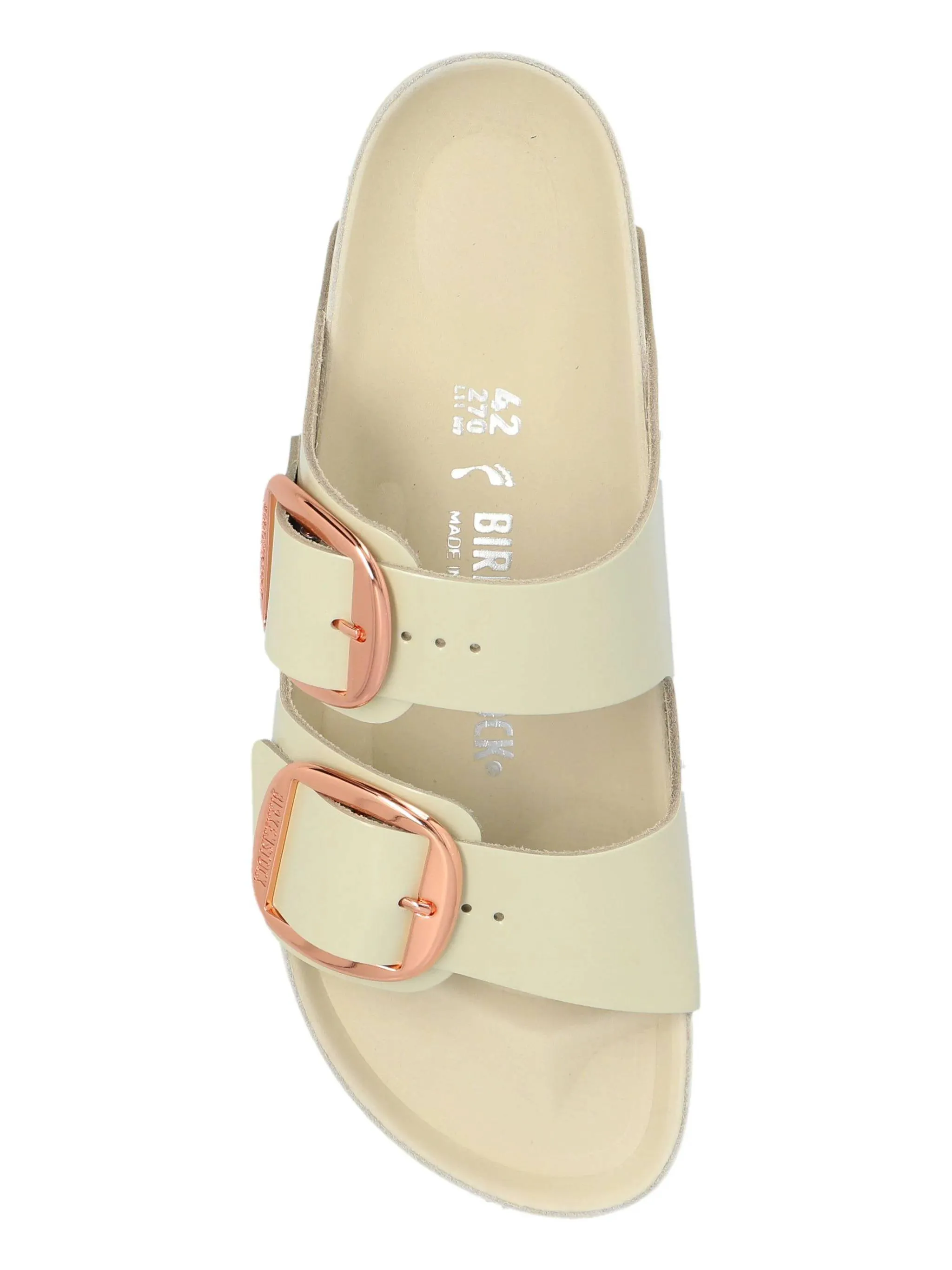 Ecru High-Shine Big Buckle Sandals