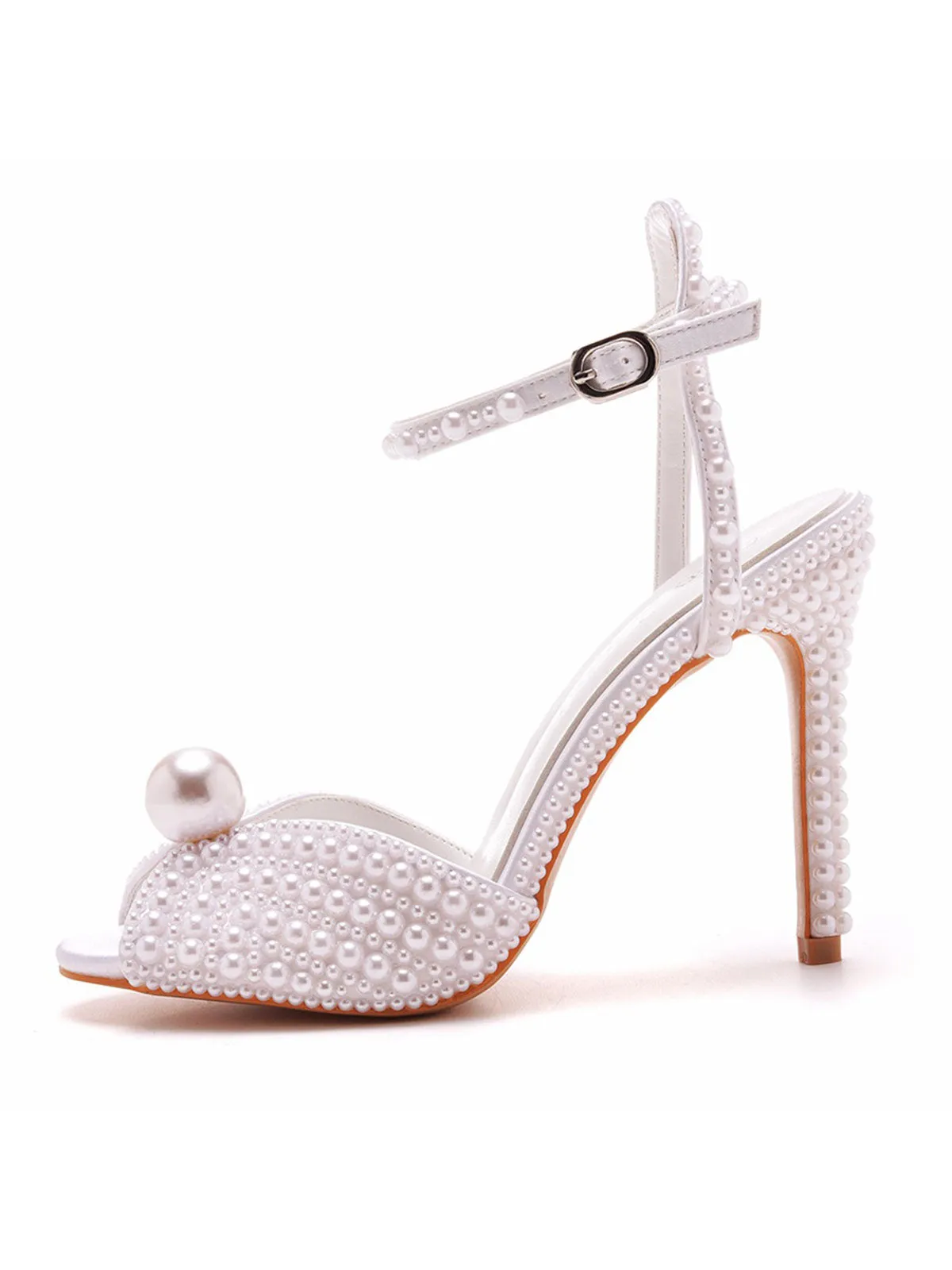 Elegant Pearl Peep Toe Stiletto Ultra High Heels