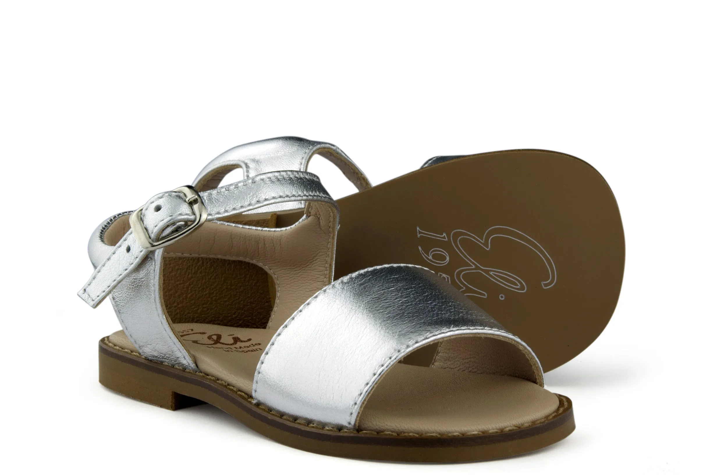 Eli1957 Girls Metallic Silver Sandal