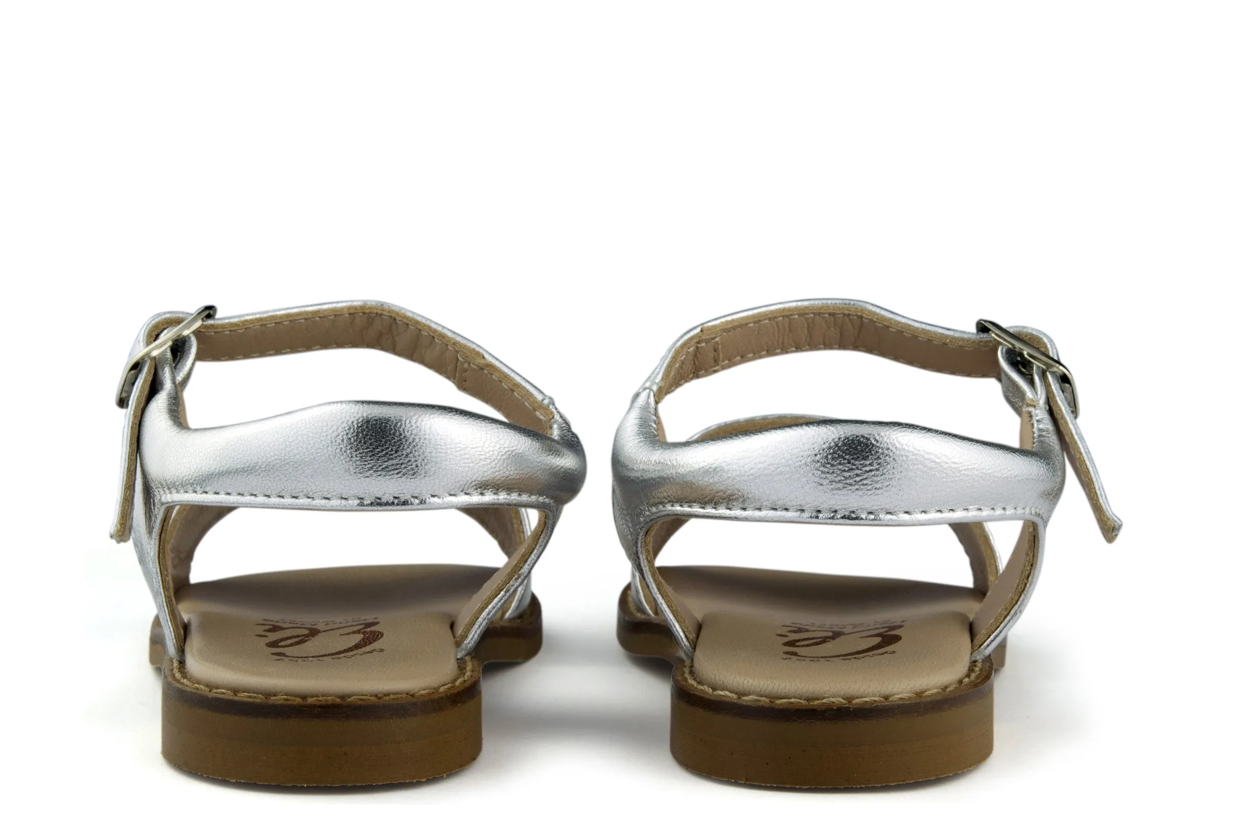 Eli1957 Girls Metallic Silver Sandal