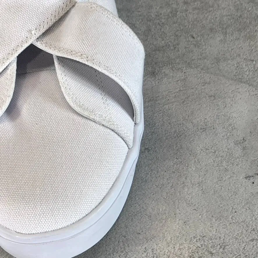 GOATS Women's White Canvas The 728 Cross Straps Platform Slip-On Sneakers SZ 9