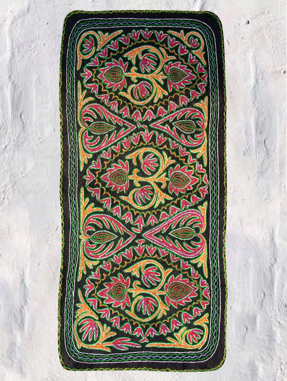 Hand Felted & Embroidered Kashmiri Namda Woollen Rug - 4 ft x 2 ft