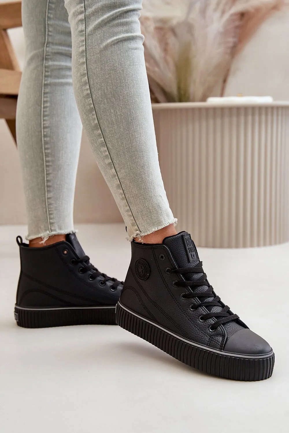 High Top Laced Sneakers