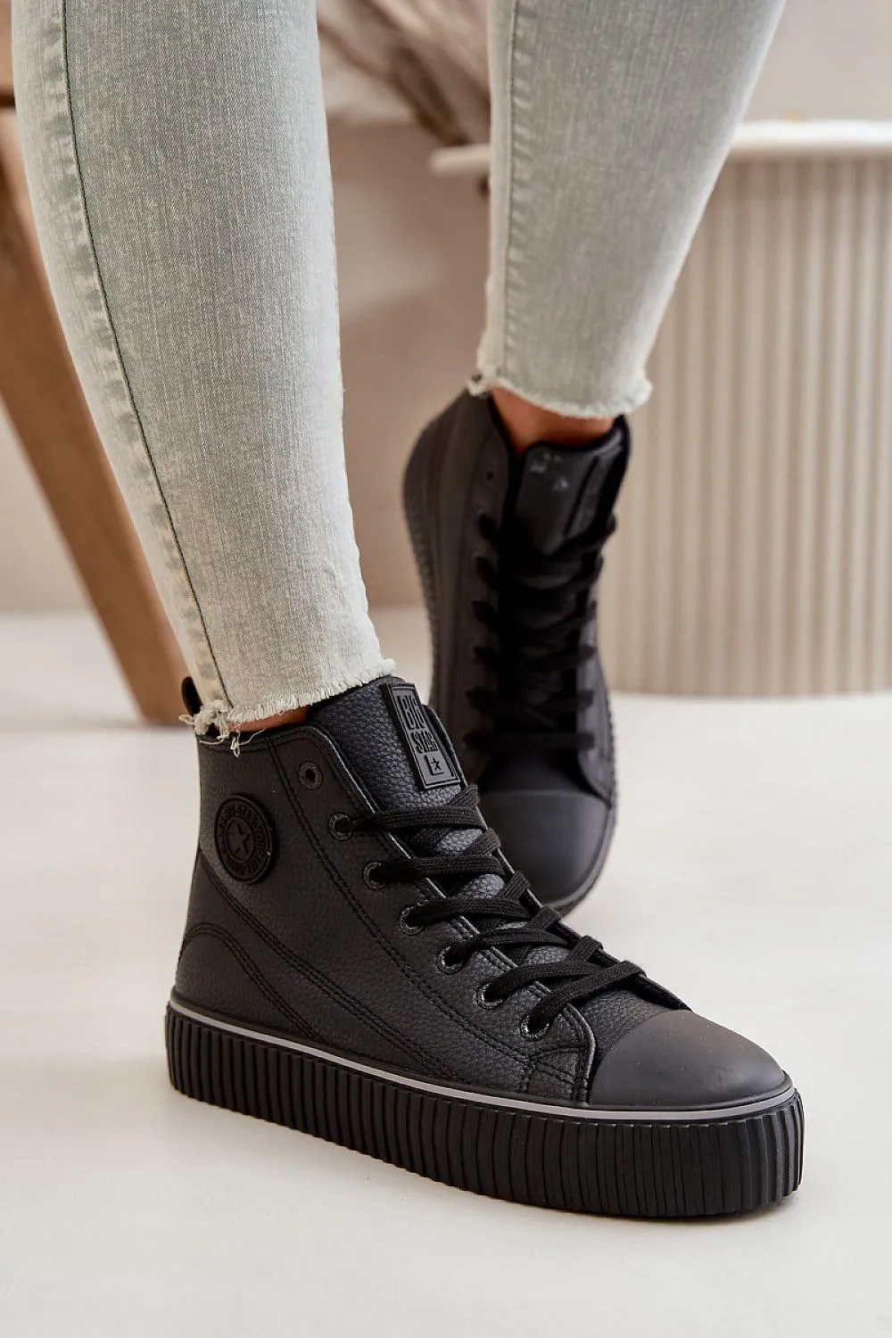 High Top Laced Sneakers