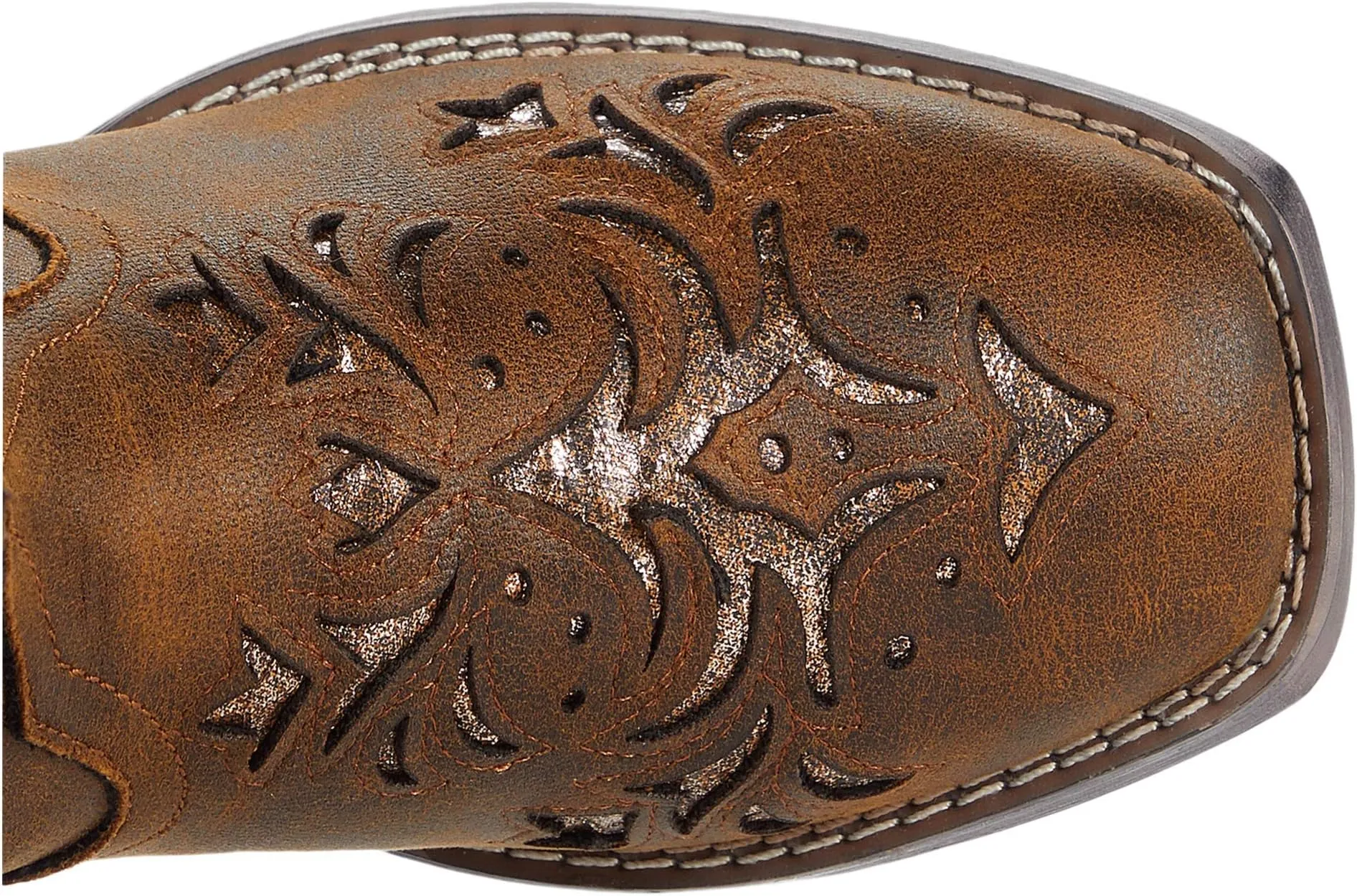 Kennedy Roper Cowboy Boots in Cognac Faux Leather/Metallic Copper Underlay
