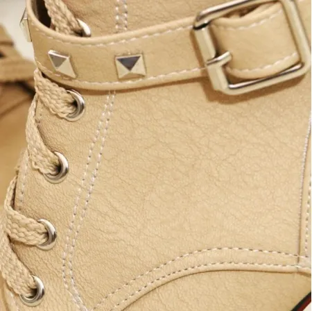 Lace-Up Studded High Heeled Boots