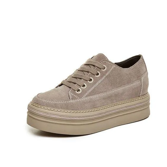 Leather Frosted Platform Shoes