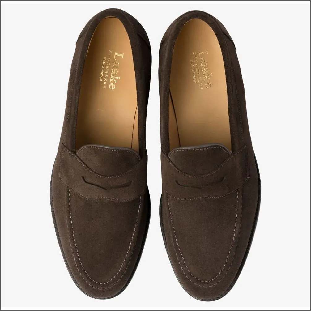 Loake Imperial Dark Brown Suede Penny Loafer--