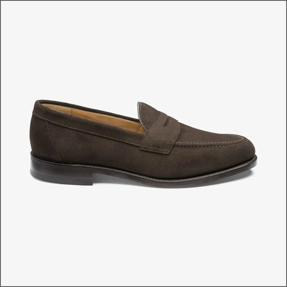 Loake Imperial Dark Brown Suede Penny Loafer--