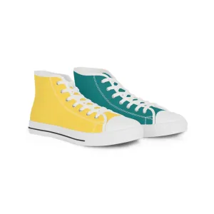 Men's Teal & Mustard Mismatched High Top Sneakers