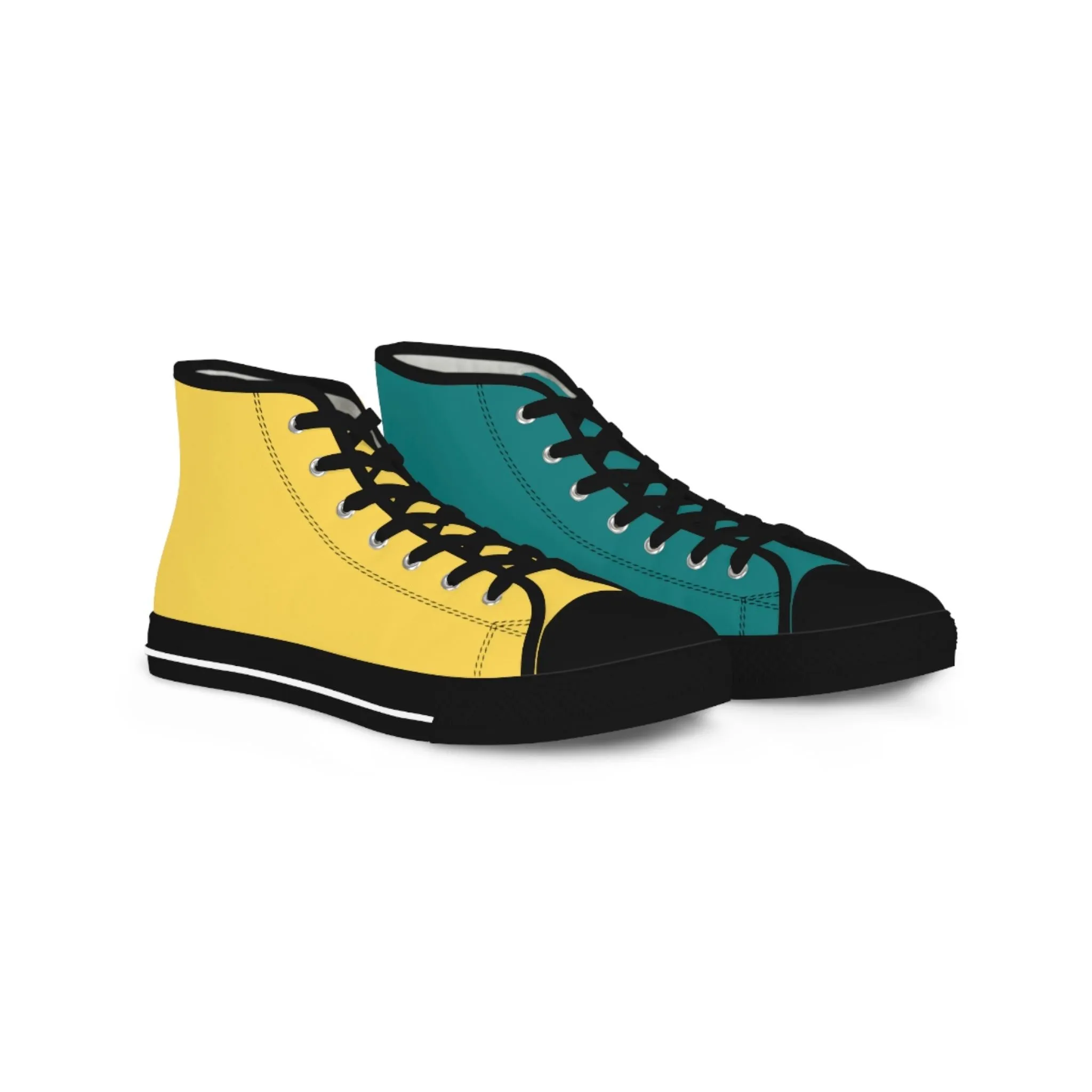 Men's Teal & Mustard Mismatched High Top Sneakers