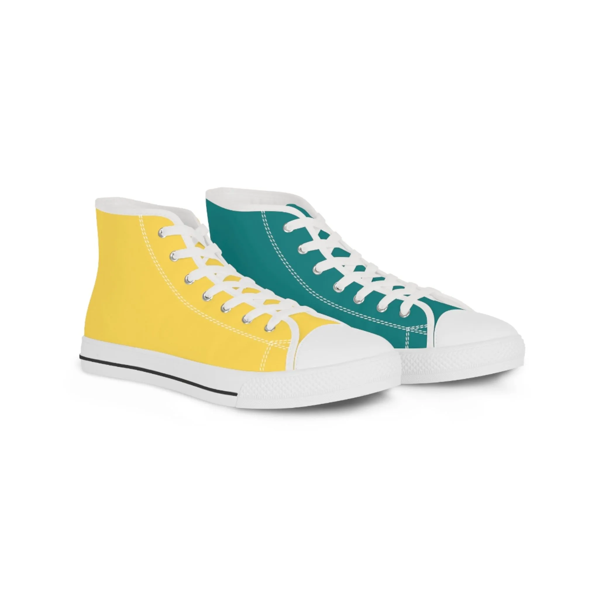 Men's Teal & Mustard Mismatched High Top Sneakers