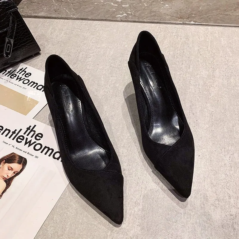 Modern Low Heel with Leather Stitch Pointed Toe Shoes