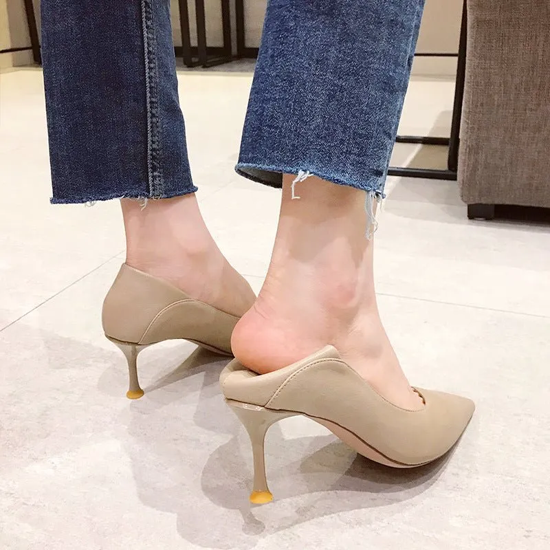 Modern Low Heel with Leather Stitch Pointed Toe Shoes