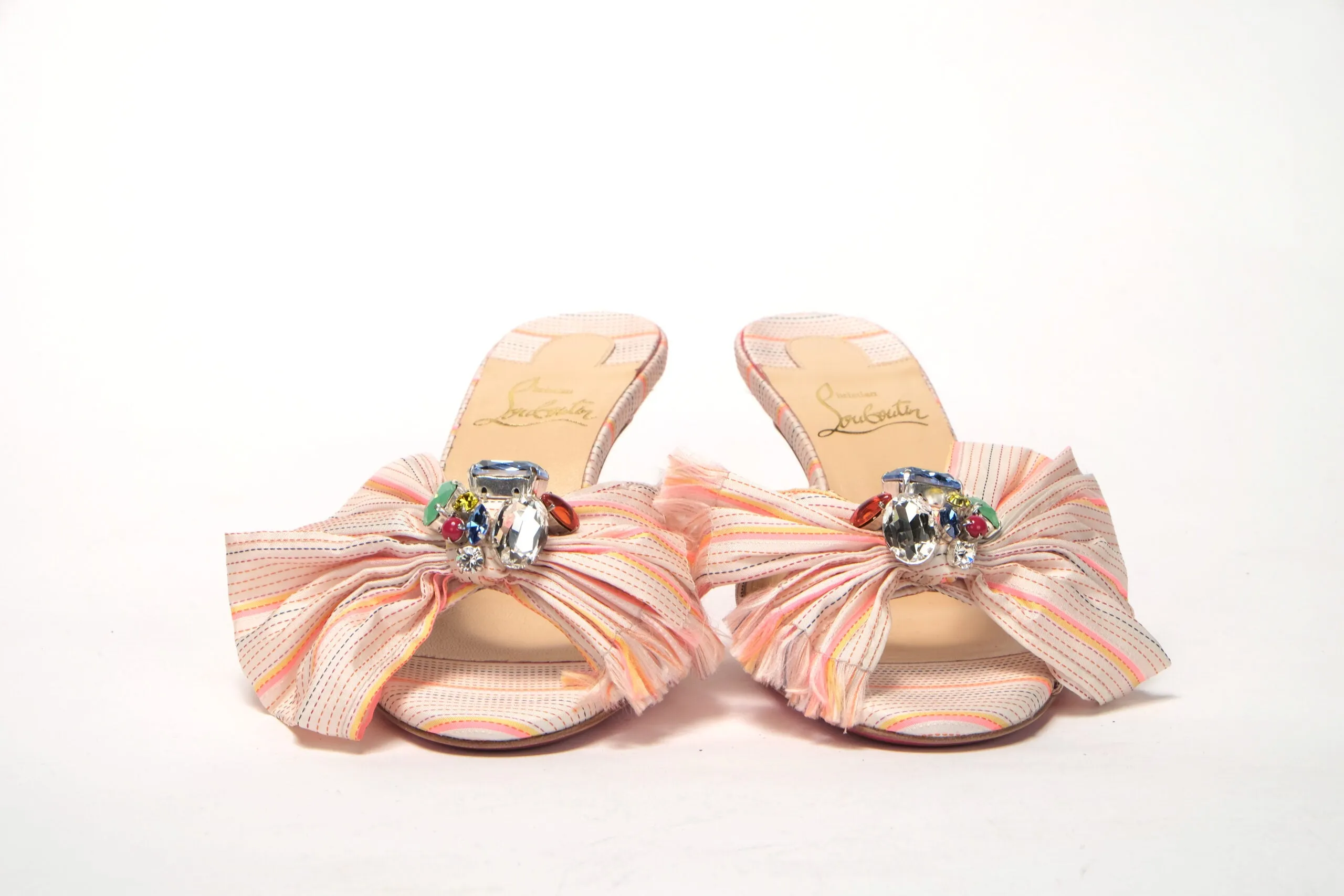 Multicolor Kitten Heel Studded Flat Shoes