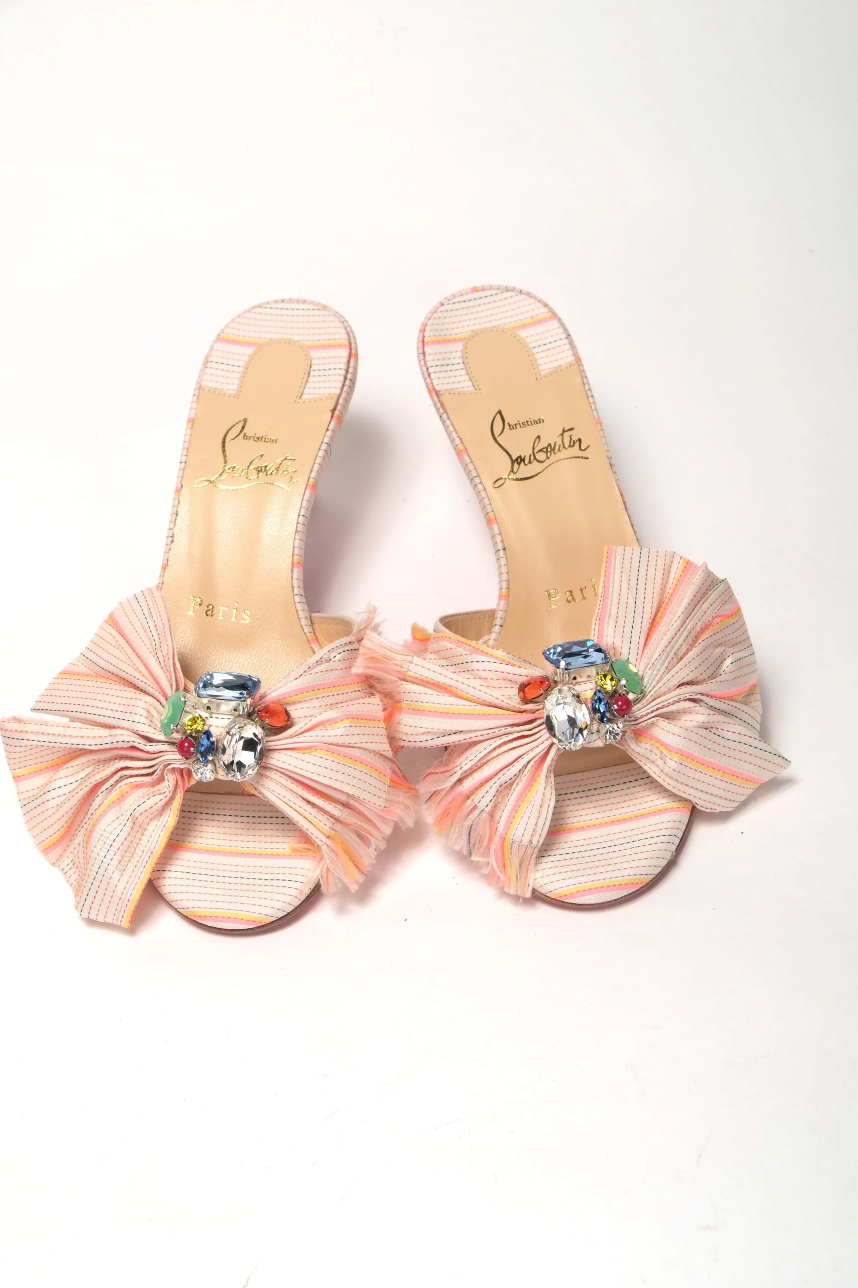 Multicolor Kitten Heel Studded Flat Shoes