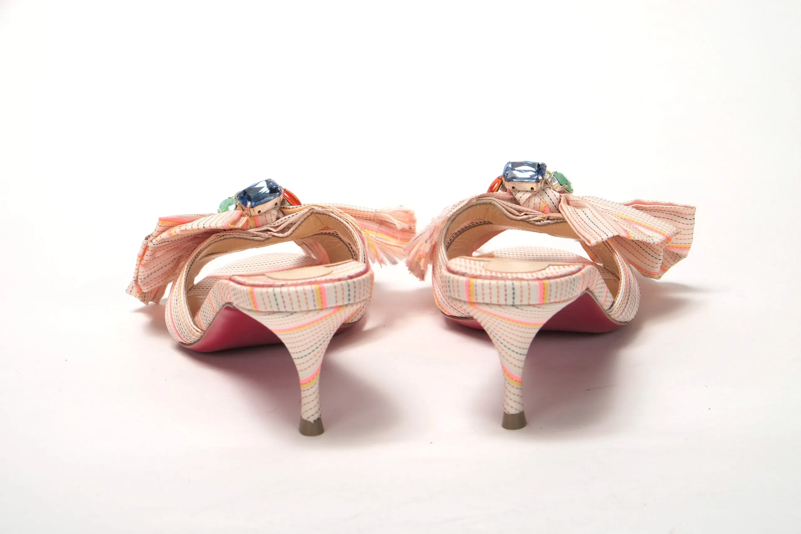Multicolor Kitten Heel Studded Flat Shoes