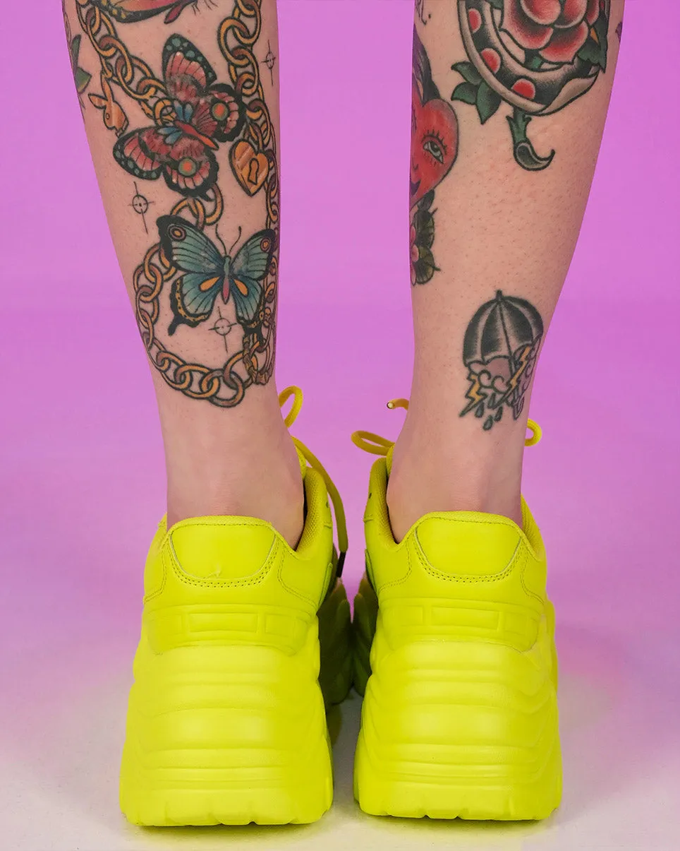 Neon Yellow Flexx Platform Sneakers