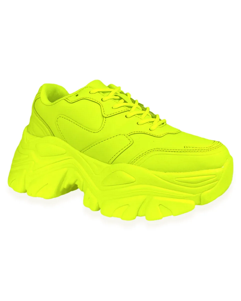 Neon Yellow Flexx Platform Sneakers