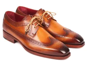 Paul Parkman Goodyear Welted Wingtip Derby Shoes in Camel