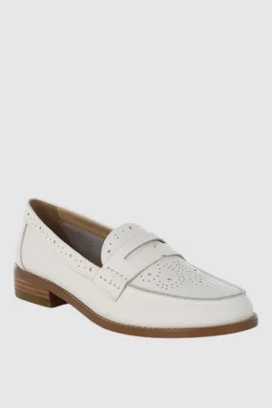 Perforated Low Heel Loafers
