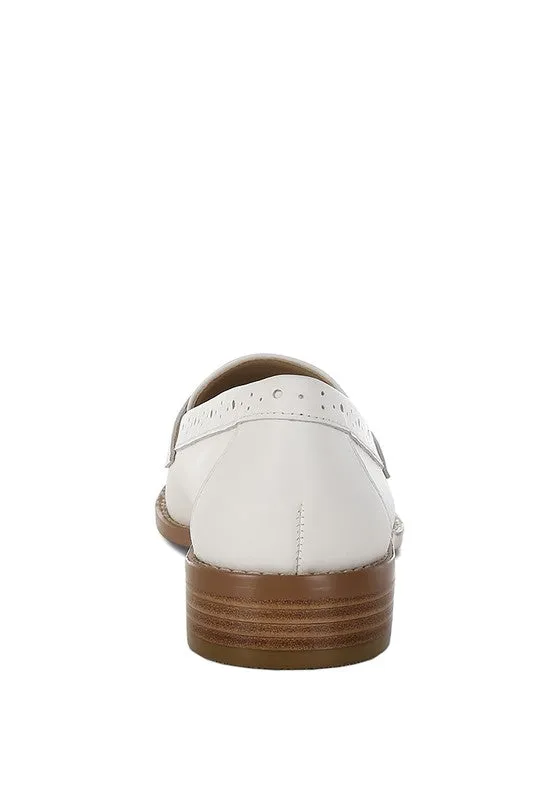 Perforated Low Heel Loafers