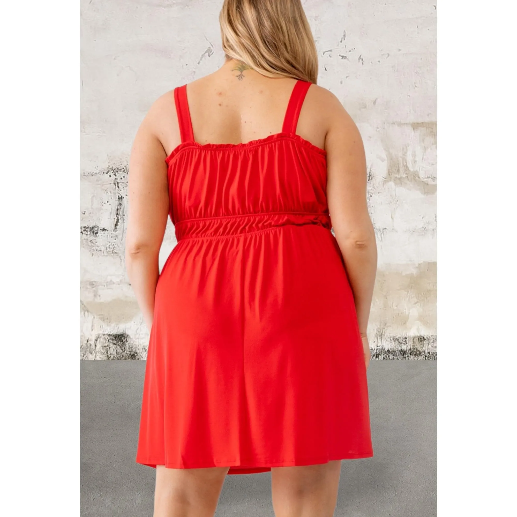 Plus Size Sleeveless Woven Ruffle Mini Dress