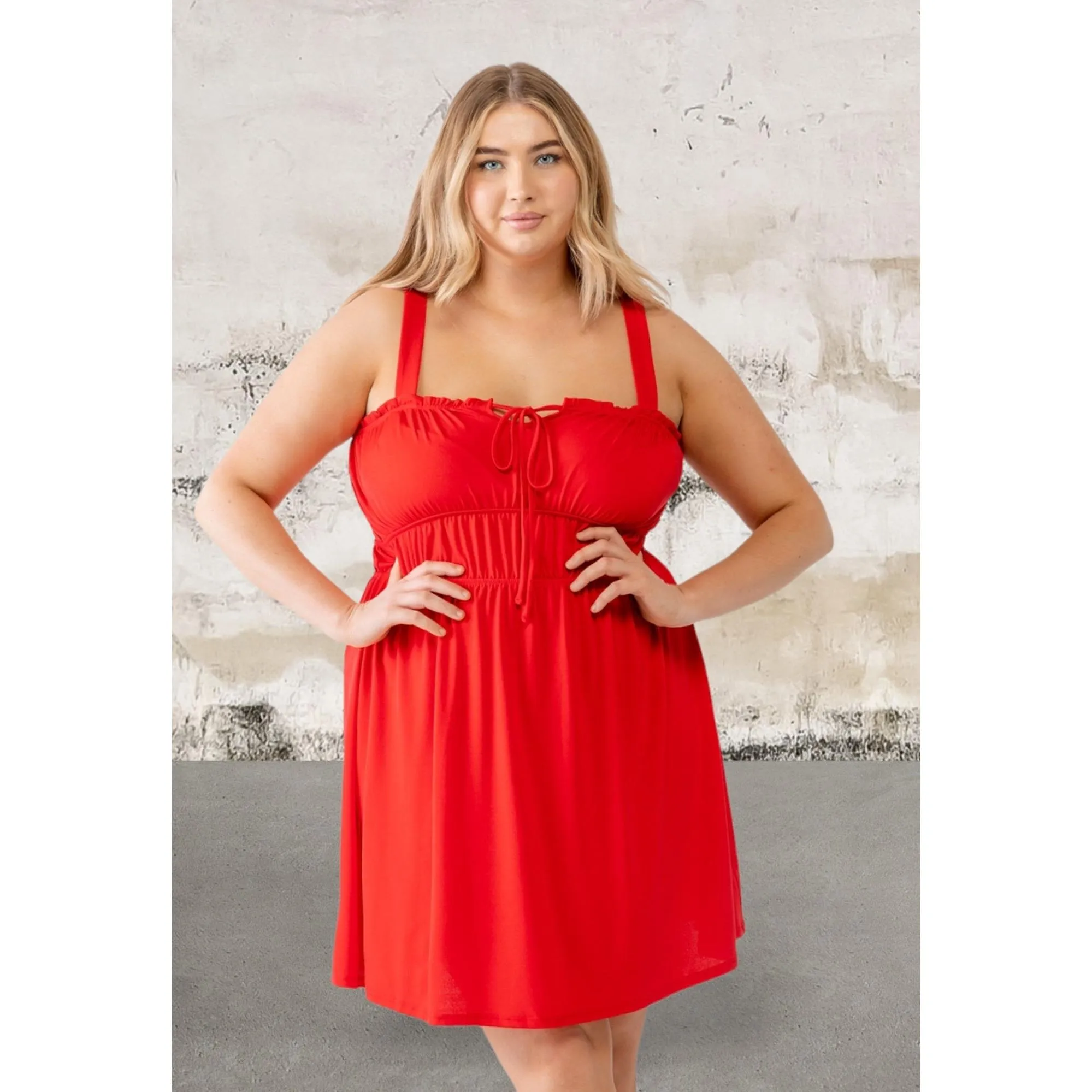 Plus Size Sleeveless Woven Ruffle Mini Dress