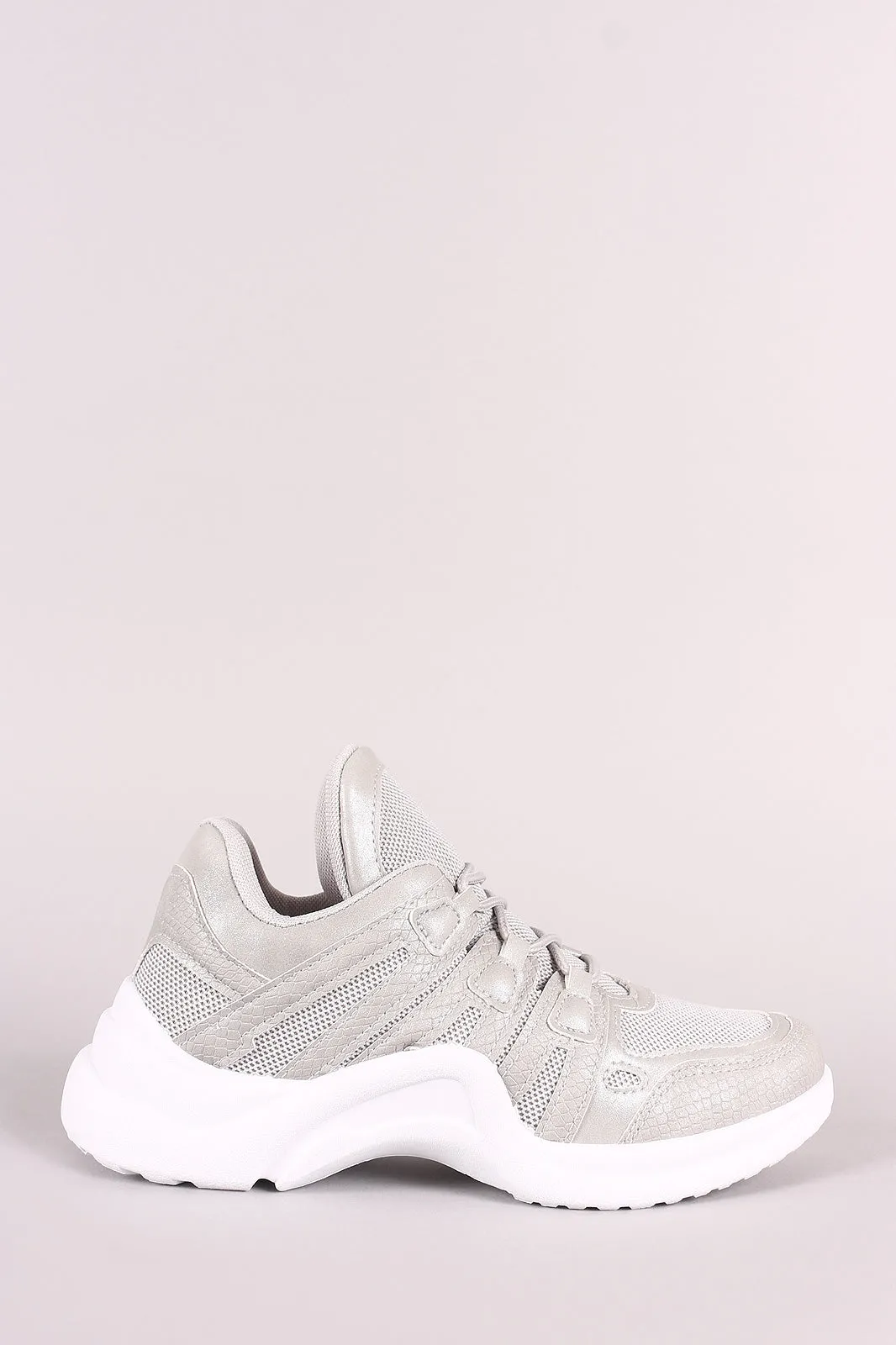 Qupid Mesh Trim Lace-Up Sneaker