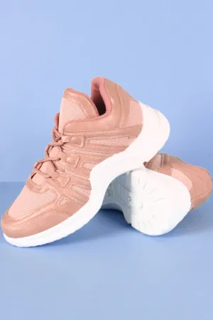 Qupid Mesh Trim Lace-Up Sneaker