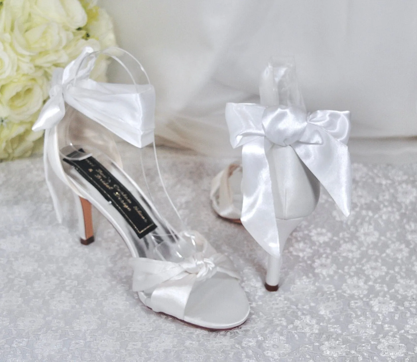 Satin Wedding Shoes with Leg Tie