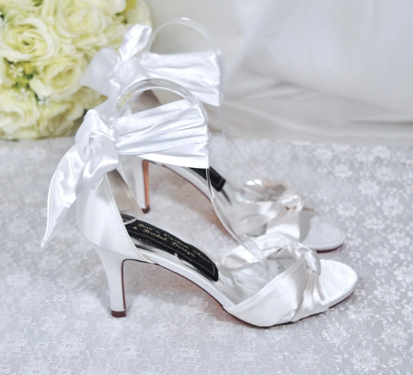 Satin Wedding Shoes with Leg Tie