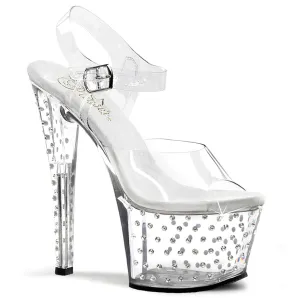 STARDUST-708 Clear Platform Rhinestone Studded Pole Dancing Shoes
