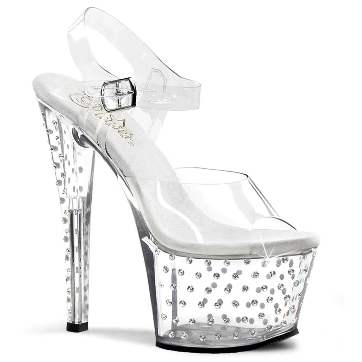 STARDUST-708 Clear Platform Rhinestone Studded Pole Dancing Shoes
