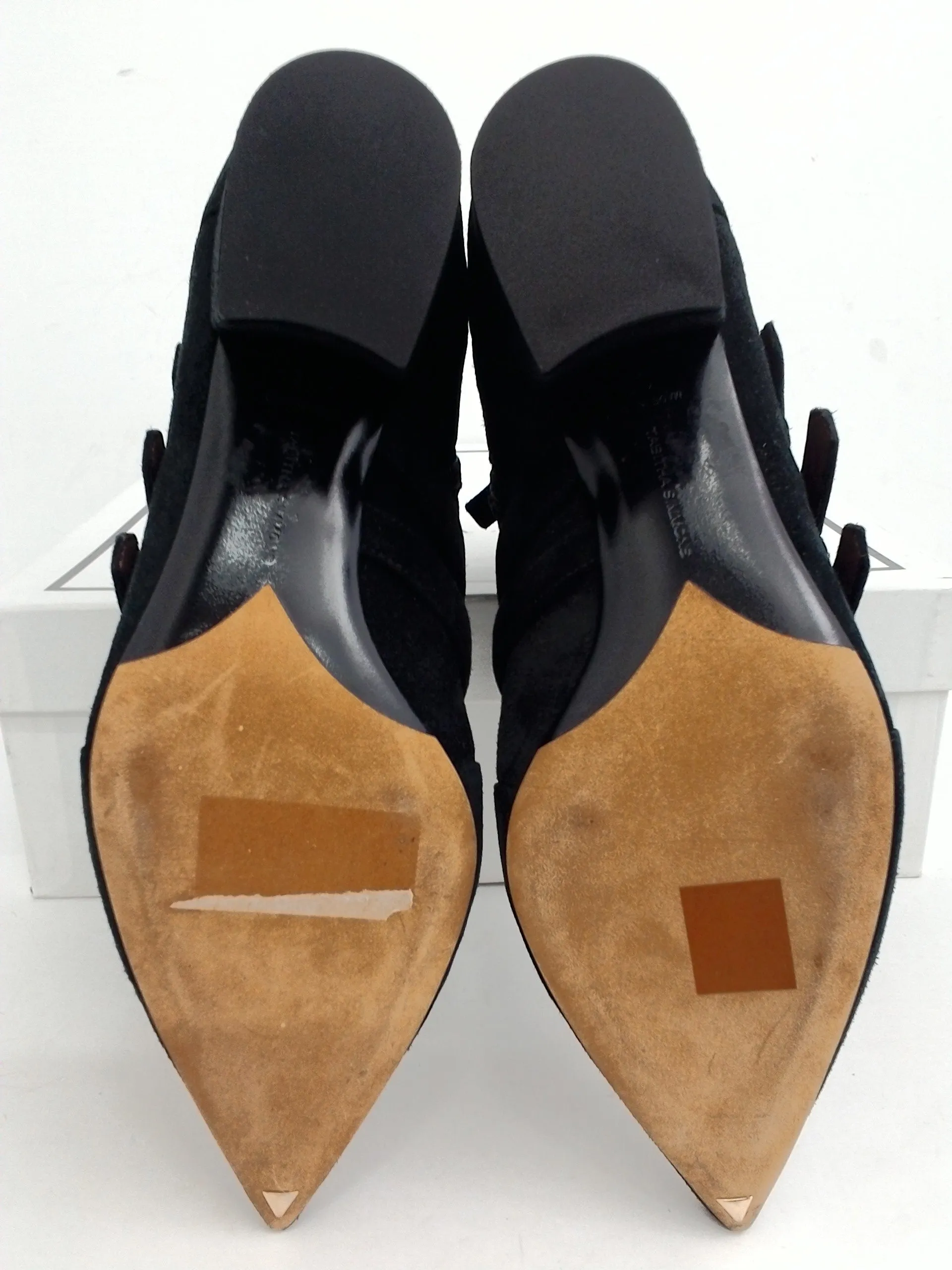 Tabitha Simmons Women's Christy Black Split Suede Booties Size 39 B
