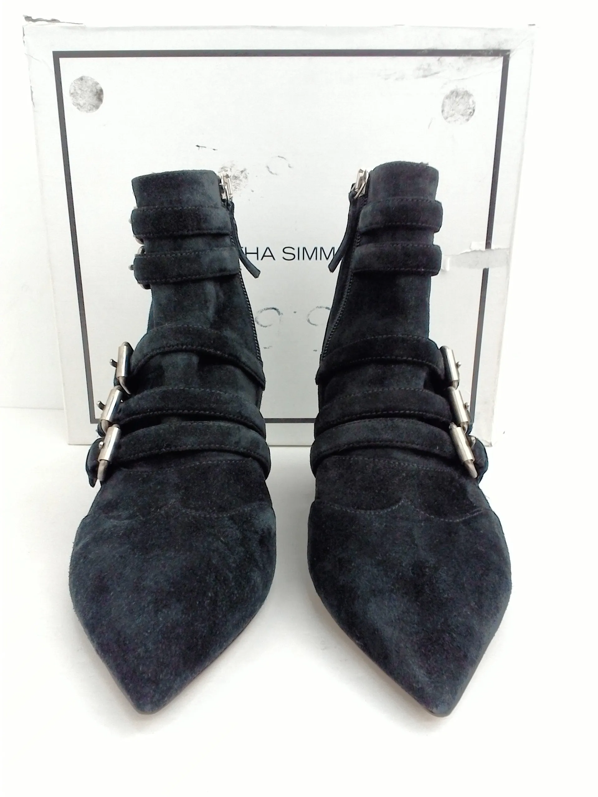 Tabitha Simmons Women's Christy Black Split Suede Booties Size 39 B